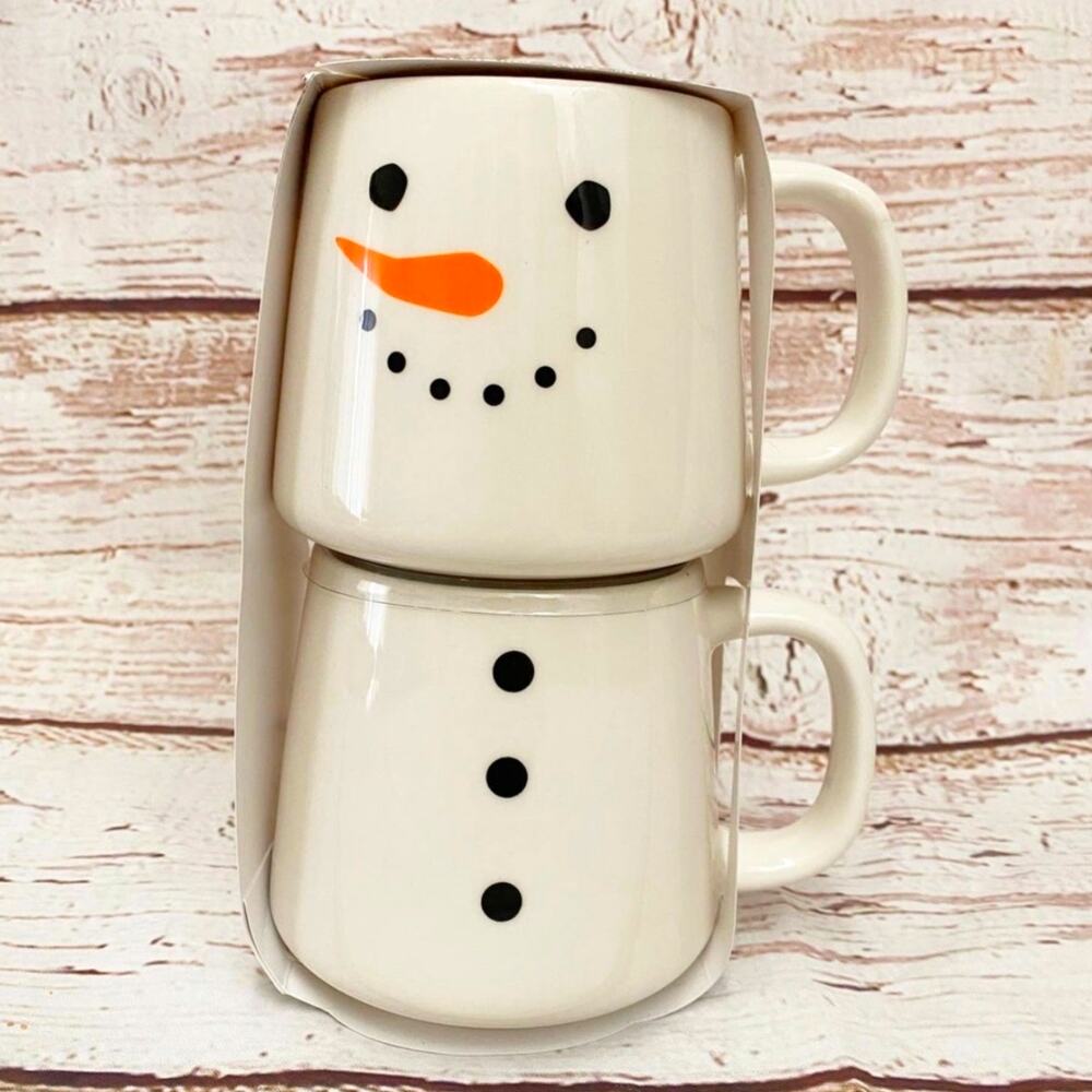 TARGET Bullseye's Playground Snowman Stacking Mug Set of 2 Holiday Winter